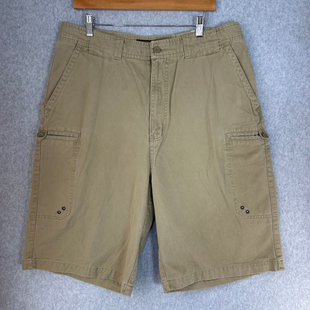 Abercrombie & Fitch Tan Khaki Cargo Shorts Y2K 100% Cotton Outdoor Mens Size XL